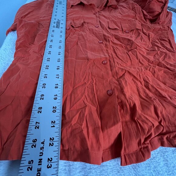 Anna & Frank Womens Pure Silk Long Sleeve Button-Up Shirt Medium Torch Red New - Picture 7 of 7